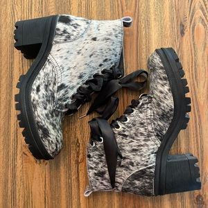 Hair on hide combat boots